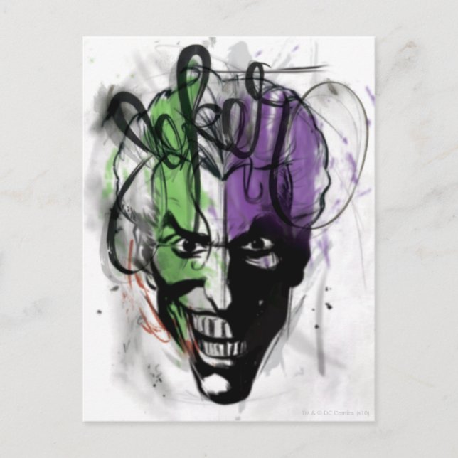Das Portrait des Joker Neon Airbrush Postkarte (Vorderseite)