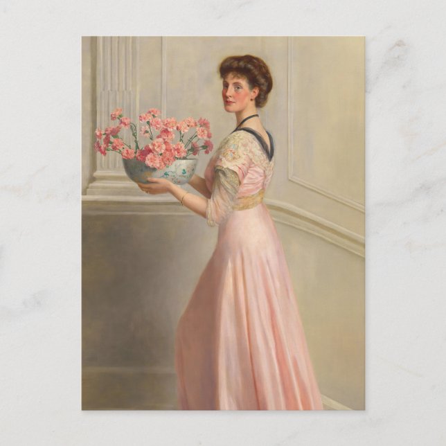 Das Portrait einer Frau in Rosa | John Collier Postkarte (Vorderseite)