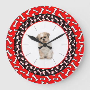 Das Porträt-Hundeknochen-Rahmen des Hundes Große Wanduhr