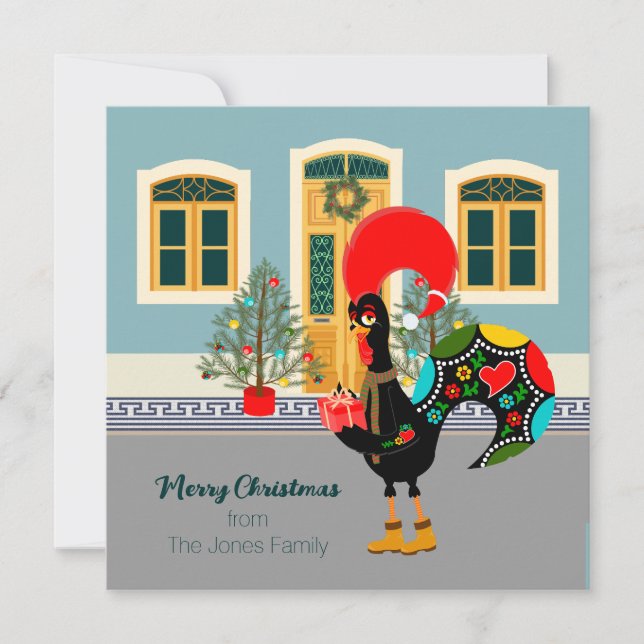 Das portugiesische Rooster mit einem Weihnachtsges (Vorderseite)