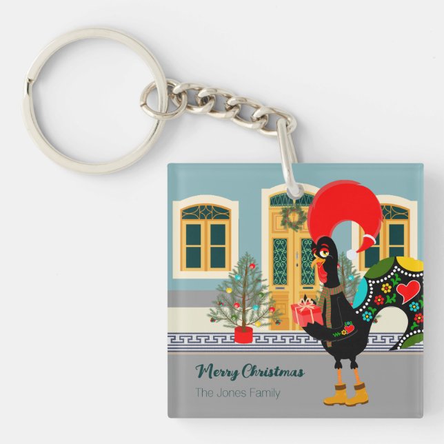 Das portugiesische Rooster mit einem Weihnachtsges Schlüsselanhänger (Vorderseite)