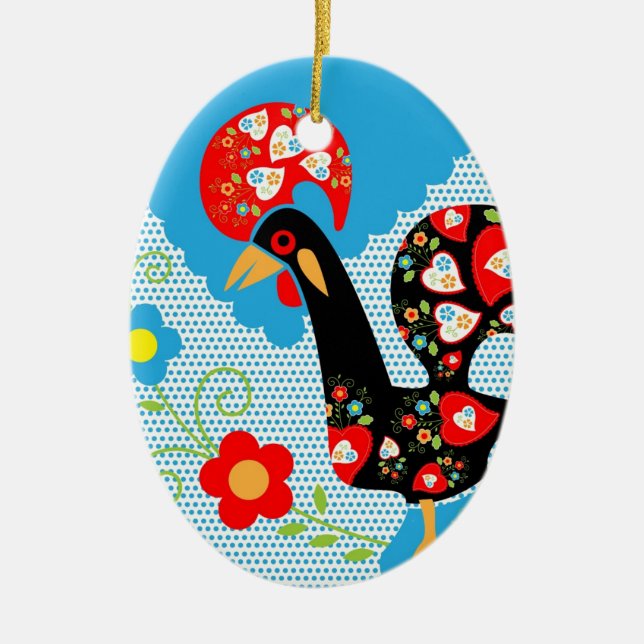Das portugiesische Rooster von Barcelos Keramik Ornament (Vorne)