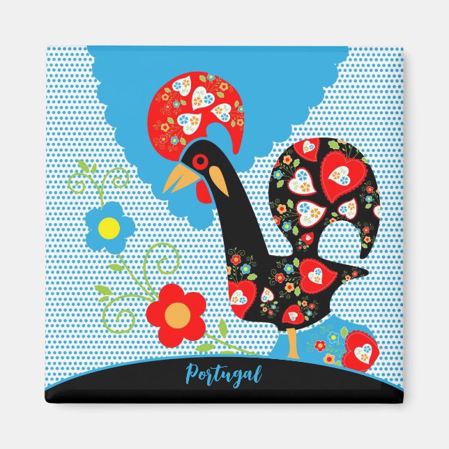 Das portugiesische Rooster von Barcelos Magnet (Vorne)