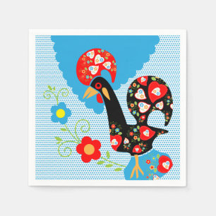 Das portugiesische Rooster von Barcelos Serviette