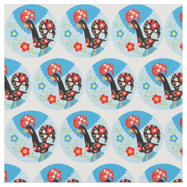 Das portugiesische Rooster von Barcelos Stoff (Nahaufnahme)