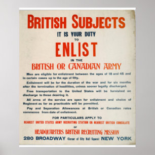 Das Poster der britischen oder kanadischen Armee