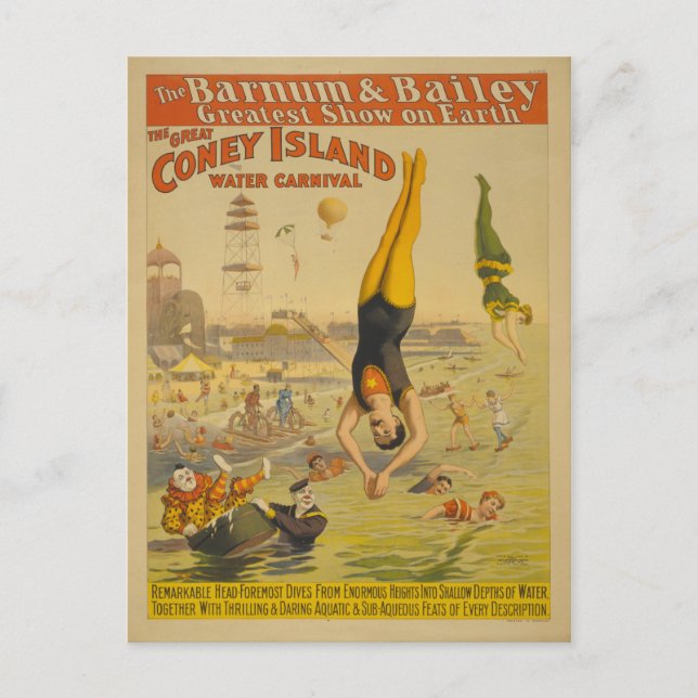 Das Poster der Great Coney Island Water Carnival Postkarte (Vorderseite)