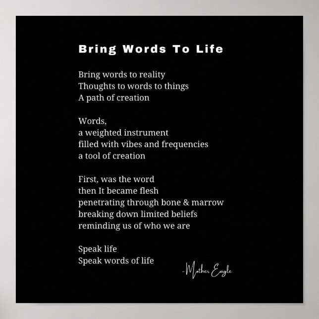 Das Poster "Gedicht an der Wand" mit Worten zum Le (Vorne)