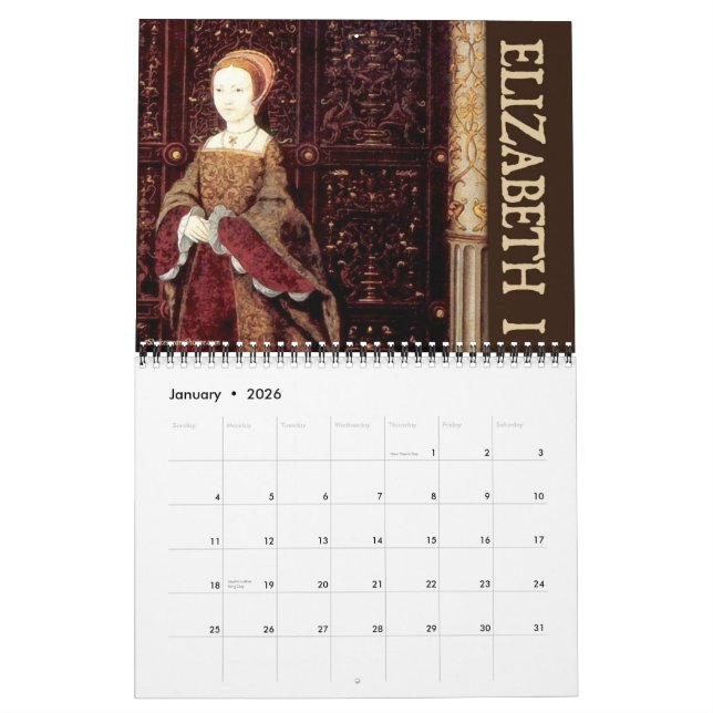 Das prachtvolle Alter des Wandkalenders Elizabeth Kalender (Jan 2026)