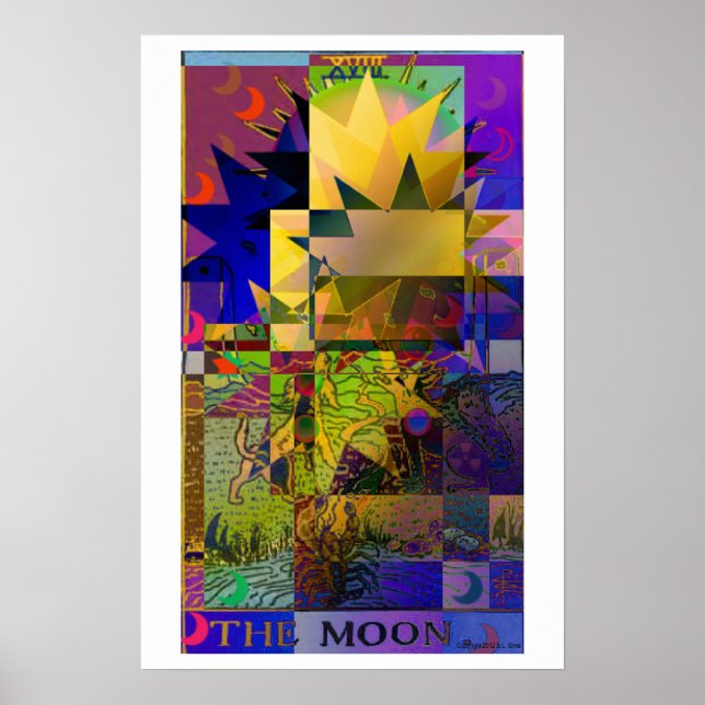 Das psychedelische Poster der Moon Tarot Card (Vorne)