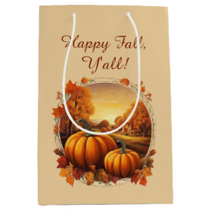 Das Pumpkin- und Landschaftsmotiv der Herbstsaison Mittlere Geschenktüte