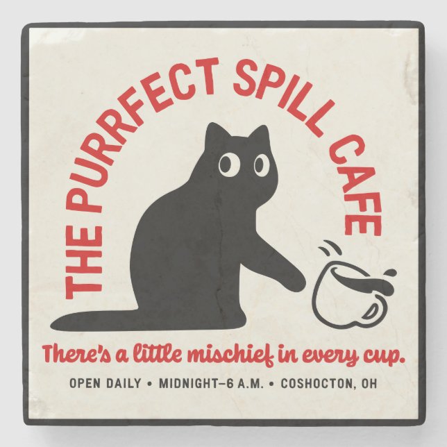 Das Purfect Spill Café Steinuntersetzer (Vorderseite)
