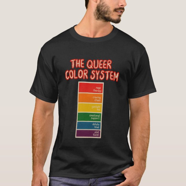 Das Queere Farbpaint Swatch Pride Humor Design T-Shirt (Vorderseite)