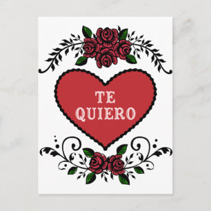 Das Quiero Antique Herz und Rose Postkarte