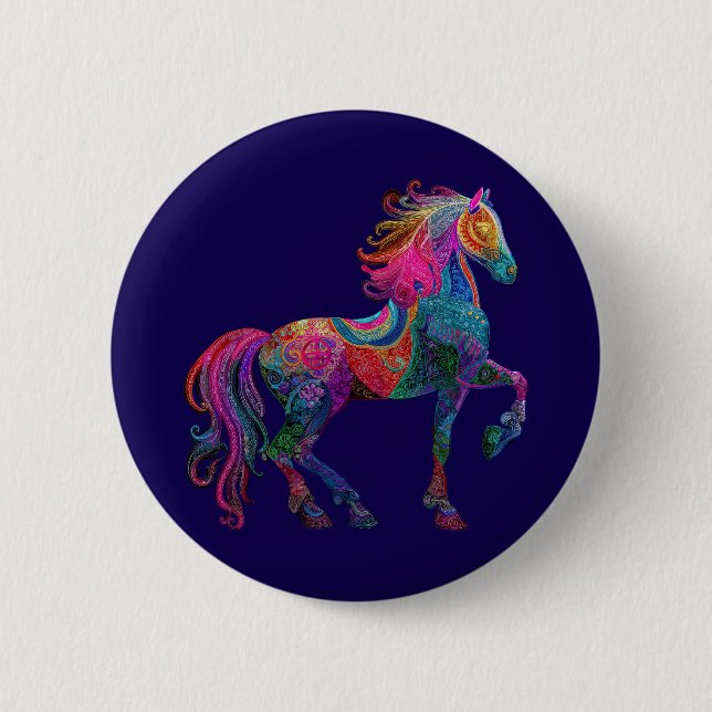 Das quiltierte Pferd Button (Vorderseite)