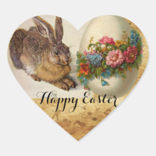 DAS RABBIT (Hare) OSTERES EIER UND DIE BLUME Herz-Aufkleber