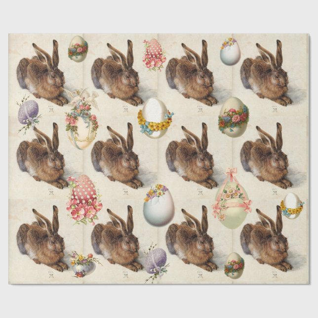 DAS RABBIT (JUGENDLICHE Hase) OSTEREIER MIT BLUME Geschenkpapier (Flach)