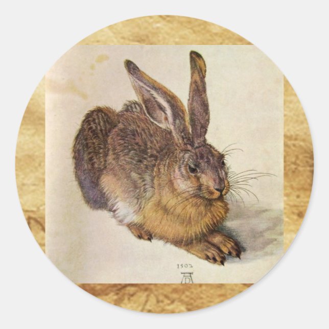 DAS RABBIT (Junge Hare) Runder Aufkleber (Vorderseite)