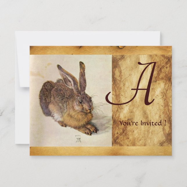 DAS RABBIT-Monogramm (Young Hare) Einladung (Vorderseite)