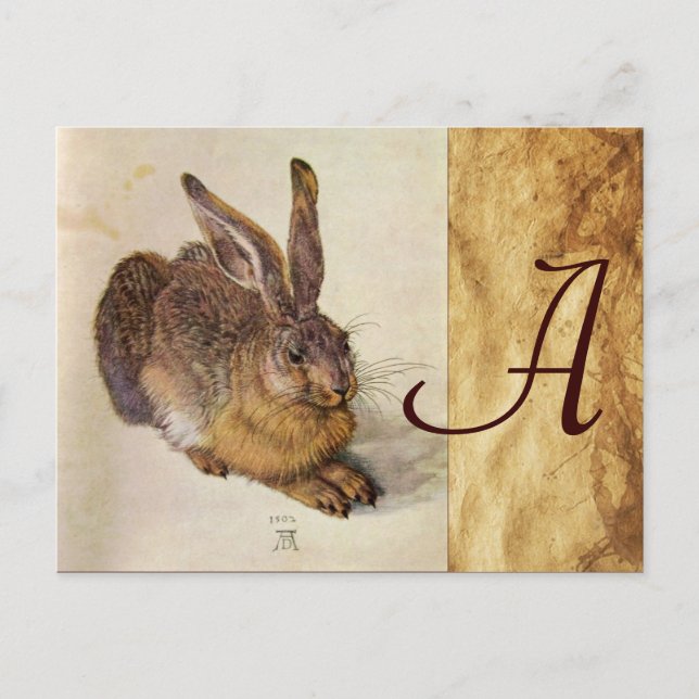 DAS RABBIT-Monogramm (Young Hare) Postkarte (Vorderseite)