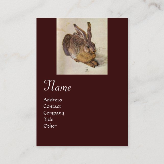 DAS RABBIT-Monogramm (Young Hare) Visitenkarte (Vorderseite)