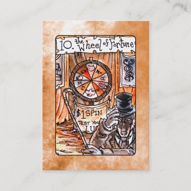 Das Rad der Vermögens-Tarot-Karte Visitenkarte (Vorderseite)