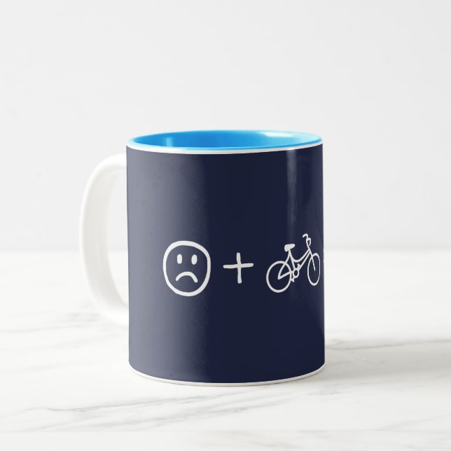 Das Radfahren macht Sie glücklich Zweifarbige Tasse (Vorderseite Links)