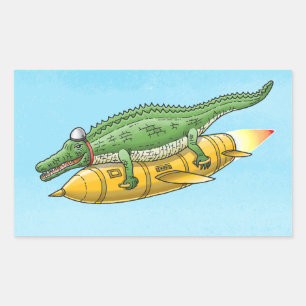 Das Raketenkrokodil Rechteckiger Aufkleber
