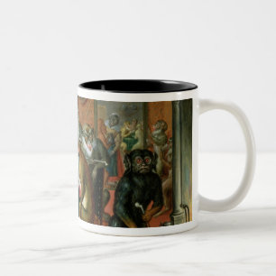 Das Raucherzimmer mit Affen Zweifarbige Tasse