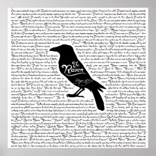 Das Raven Complete Gedicht von Edgar Allan Poe Poster