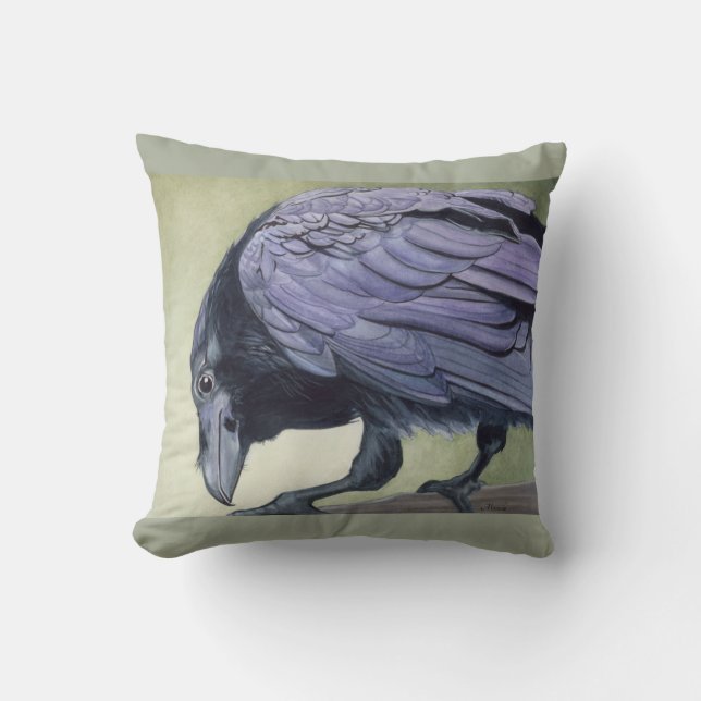 Das Raven Throw Kissen Black Crow Diablo Art Piece (Vorderseite)