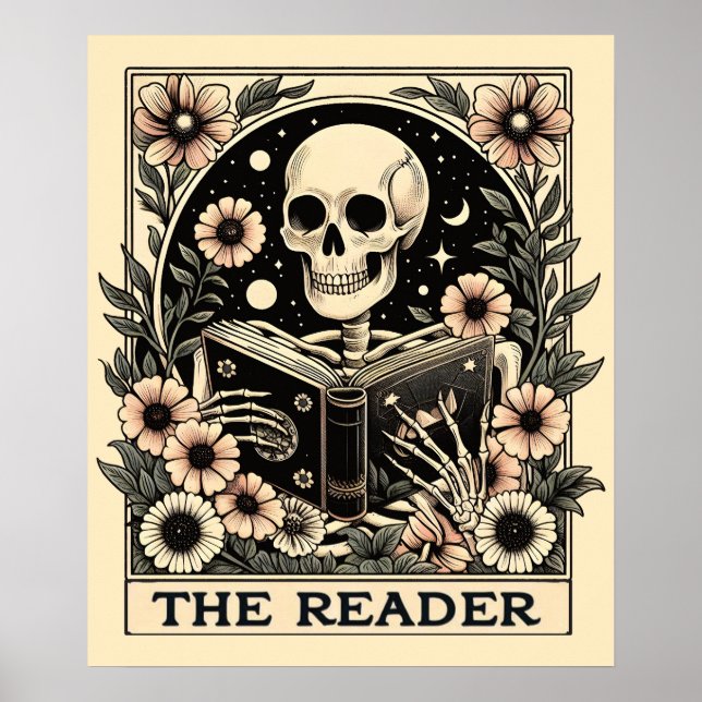 Das Reader Skeleton Tarot Card Poster (Vorne)