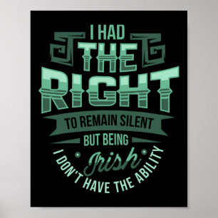 Das Recht Zu Schweigen Irischer St Patricks Day F Poster
