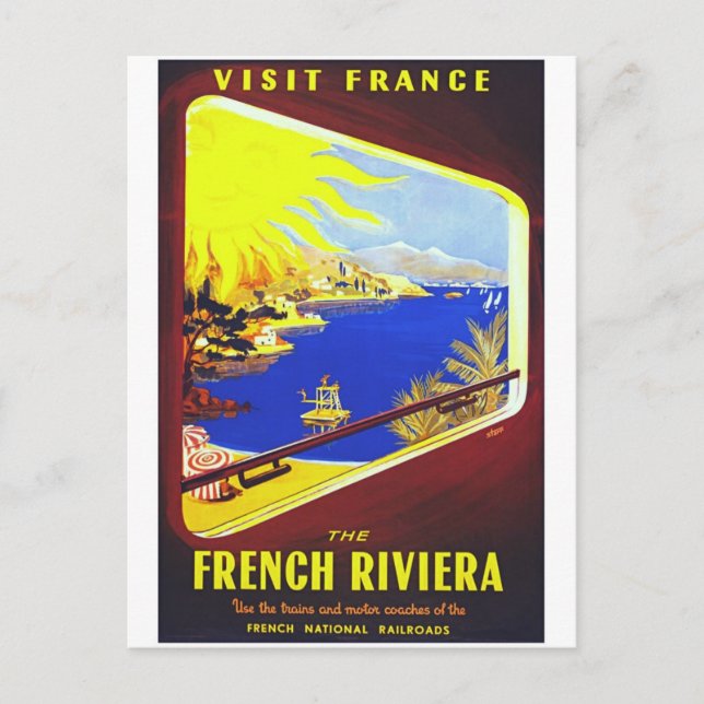 Das Reiseplakat der französischen Riviera Postkarte (Vorderseite)