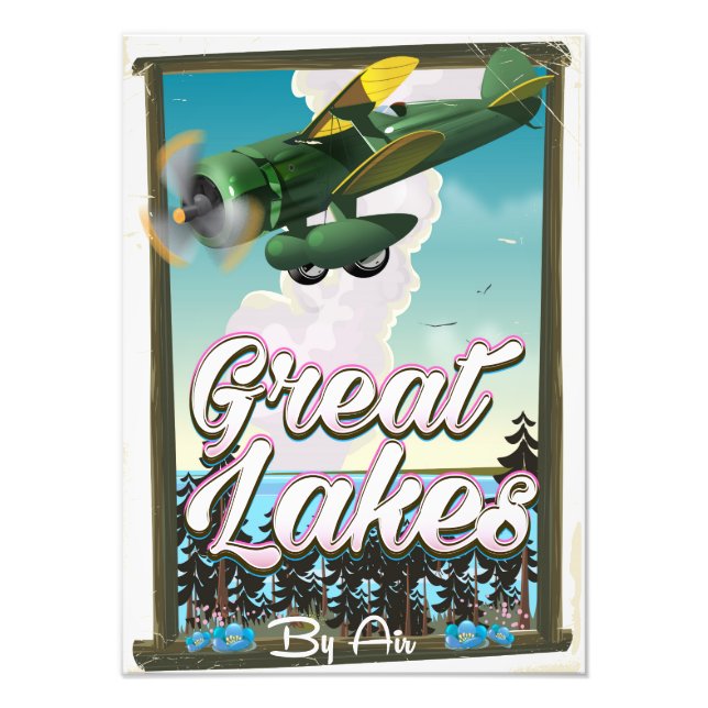 Das Reiseplakat für das Flugzeug der Großen Seen Fotodruck (Vorne)