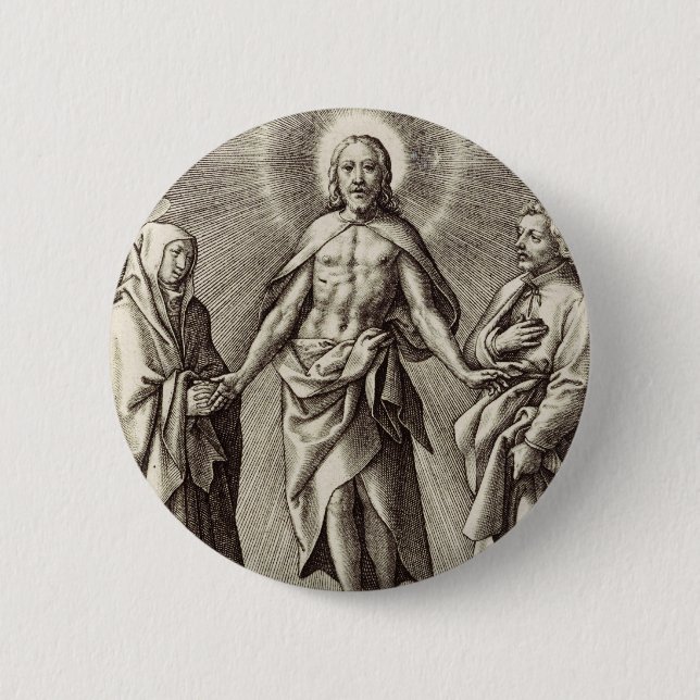 Das Retreen Christ steht auf einem Hügel Button (Vorderseite)