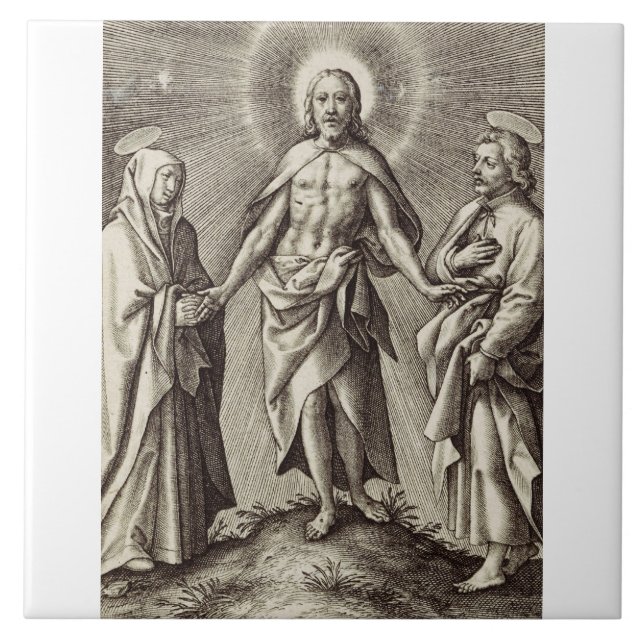 Das Retreen Christ steht auf einem Hügel Fliese (Vorderseite)