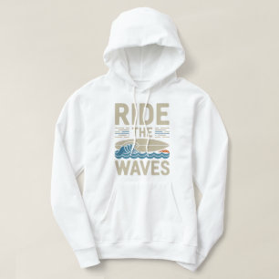 Das Retro-Surfboard-Design der Waves Hoodie