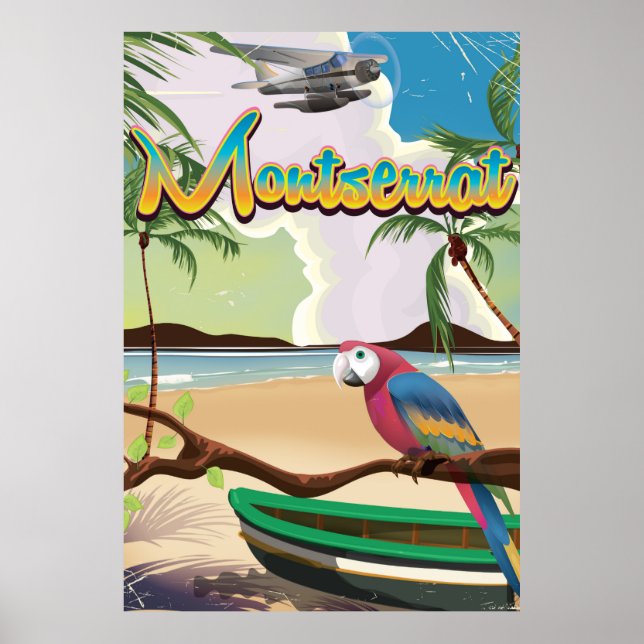 Das Retroposter der Insel Montserrat Poster (Vorne)