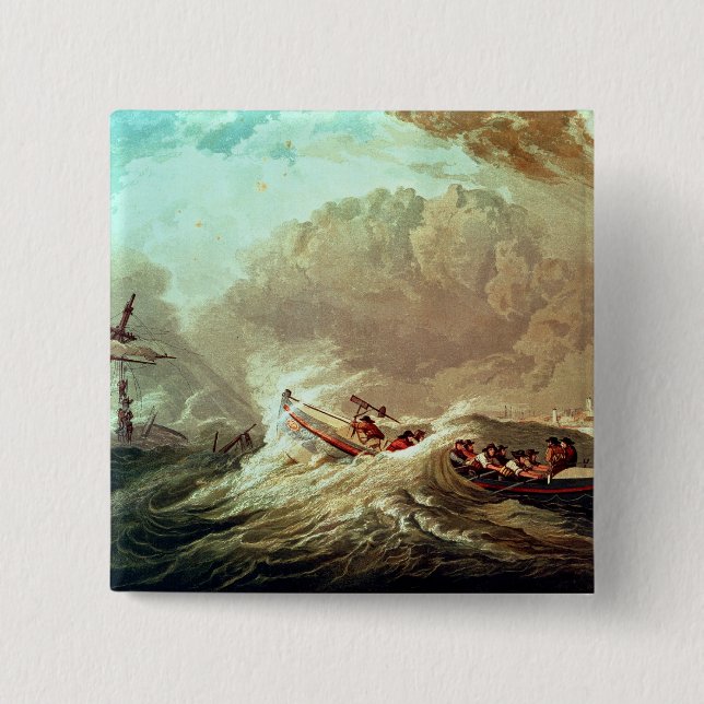 Das Rettungsboot weg von Tynemouth Bucht Button (Vorderseite)