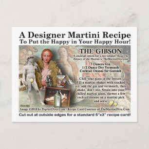 Das Rezept Gibson Martini Postkarte