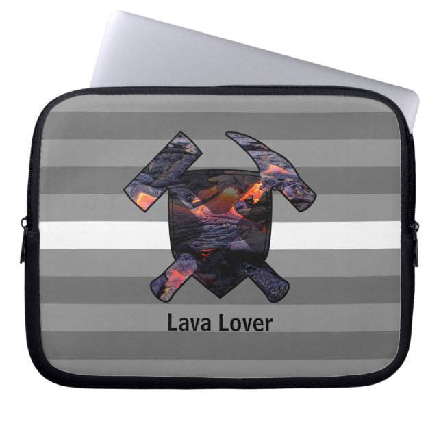 Das Rock Hammer Logo des Geologen "Lava Lover" Laptopschutzhülle (Vorderseite)