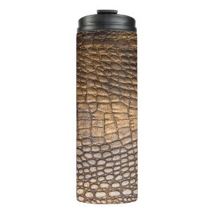 Das rokodile Leder. Hintergrund für braunes Leder  Thermosbecher