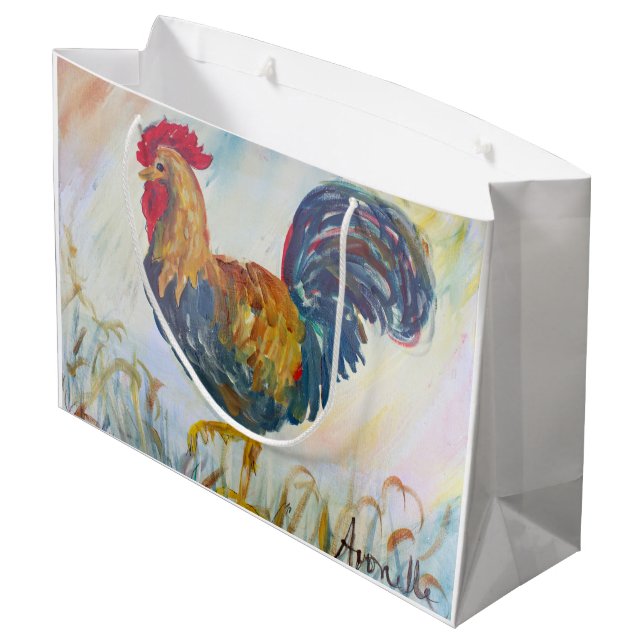 Das Rooser auf Weiß Große Geschenktüte (Rückseite Schrägansicht)