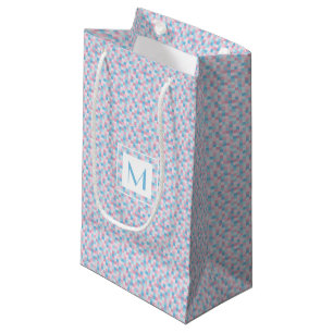 Das rosa Monogramm und das Blau quadriert kleine Geschenktüte