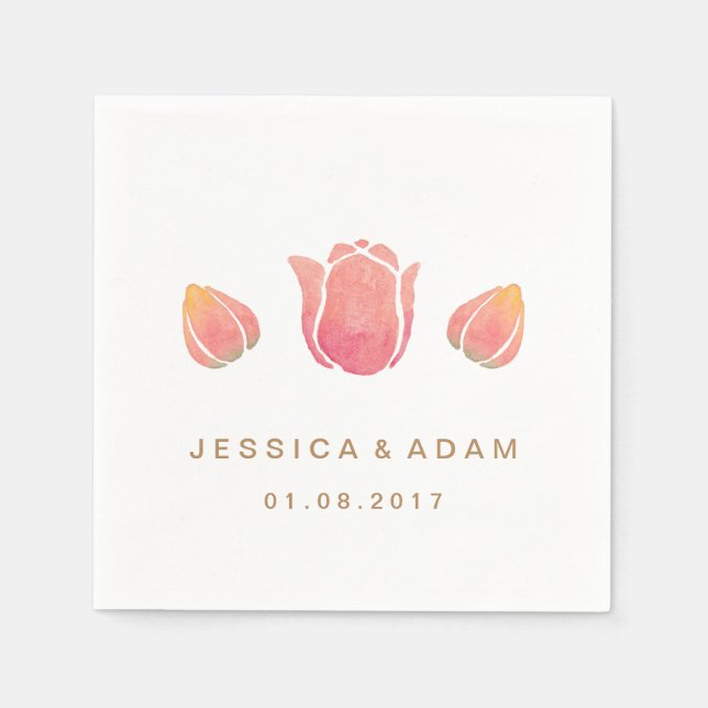 Das rosa Tulip-Hochzeitspapier Napkin Serviette (Vorderseite)