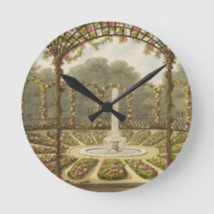 Das Rosenbeet bei Ashridge, Kneipe. durch J. Runde Wanduhr