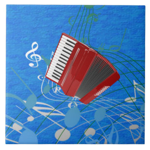 Das rote Akkordeon, das blaue Musikdesign Fliese