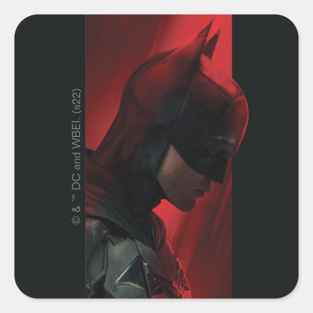 Das rote Bar-Profil von Batman Quadratischer Aufkleber (Vorderseite)