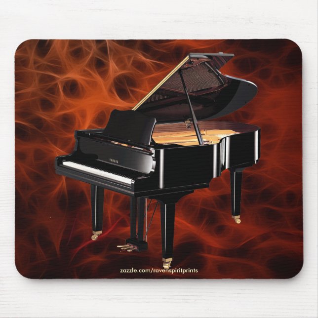 Das Rote Fraktal Design von Grand Piano-Musikliebh Mousepad (Vorne)